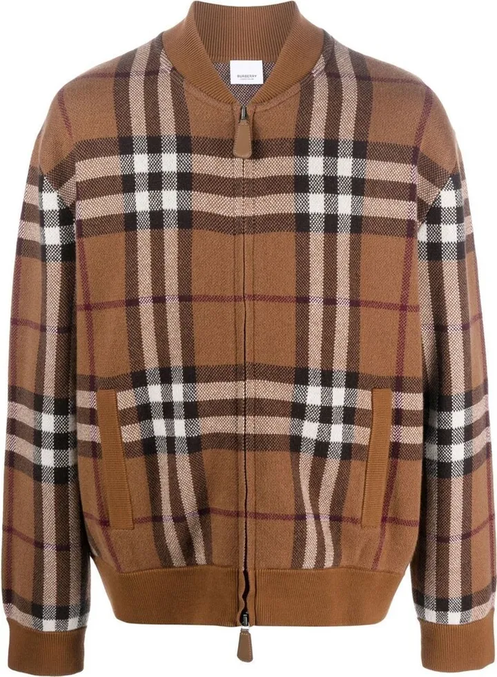 Vintage Check Cashmere Bomber Jacket