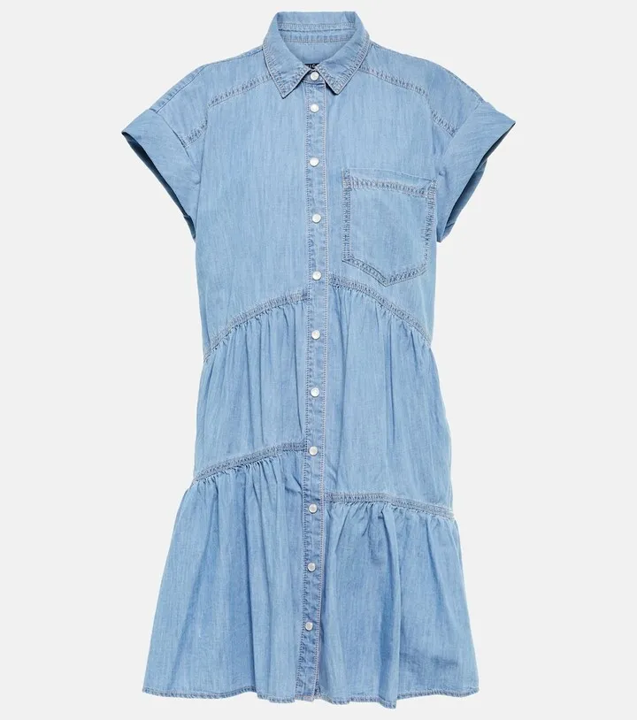 Harrow tiered denim shirt dress