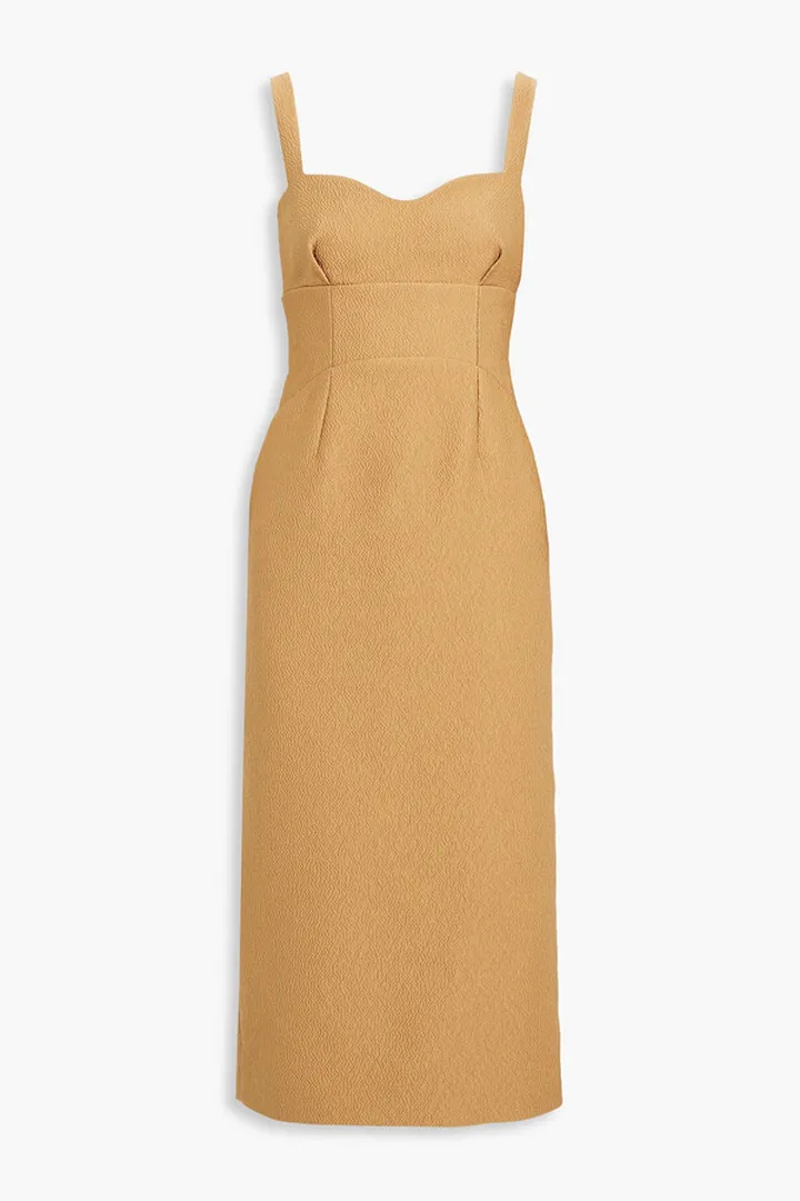 Asa pleated cloqué midi dress