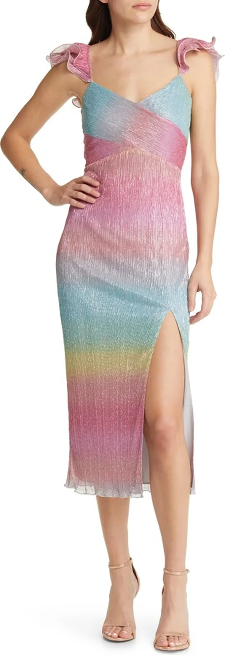 Myrah Metallic Ombré Midi Dress