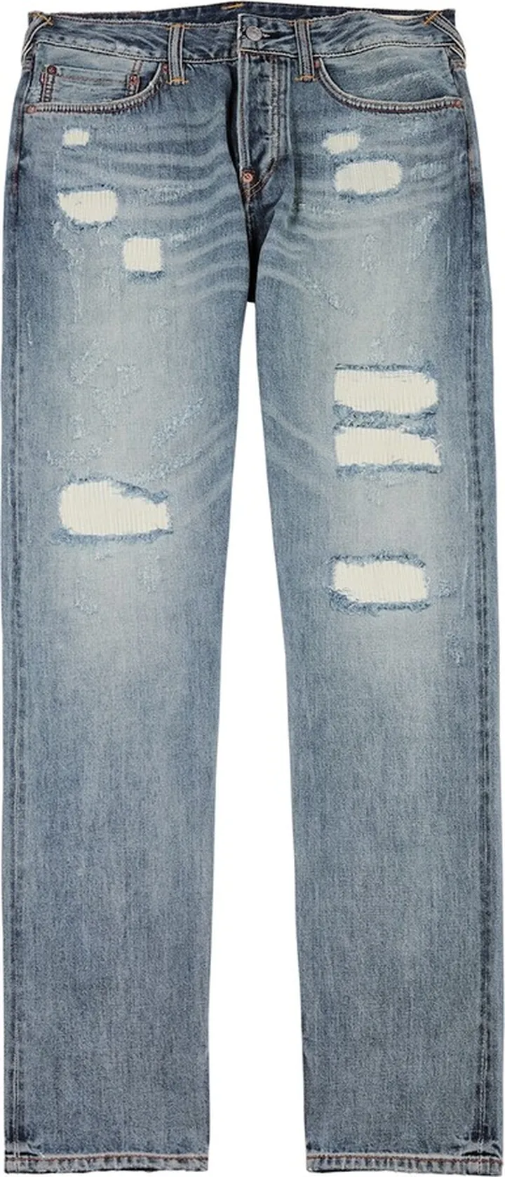 Evisu Distressed Slim-leg Jeans