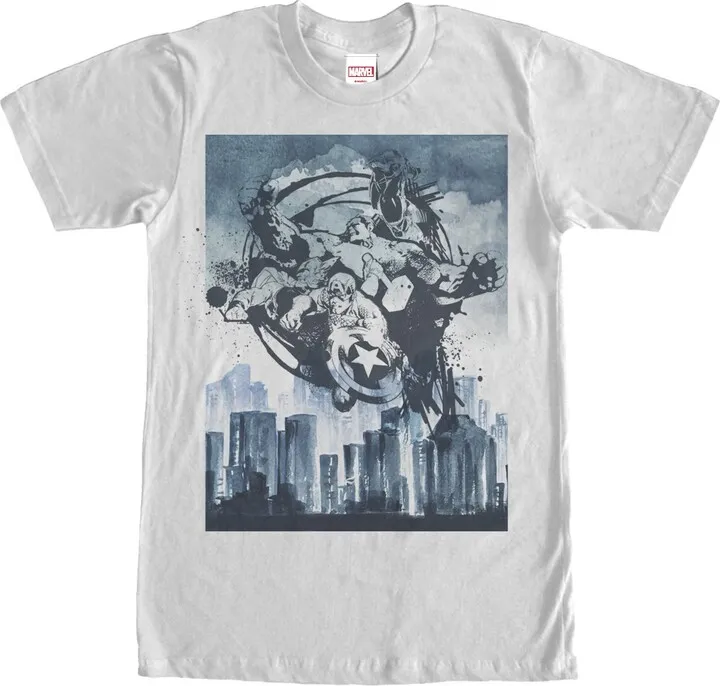 Men's Marvel Avengers City Graffiti T-Shirt - White - 2X Large