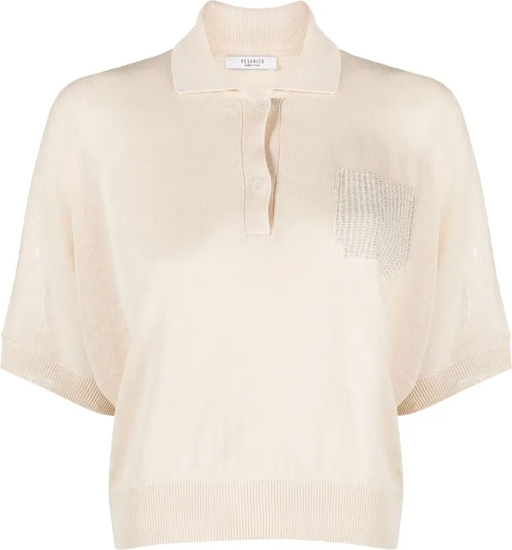 Slouchy Knit Polo Top