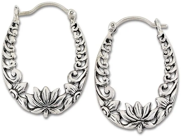 Sterling Silver Scrollwork Design Hoop Earrings