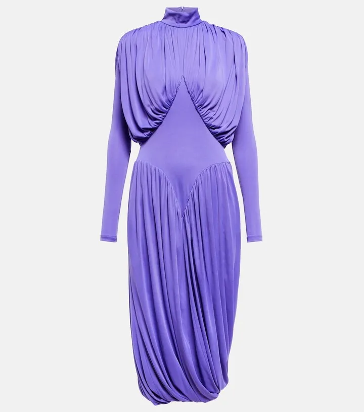 Draped jersey midi dress