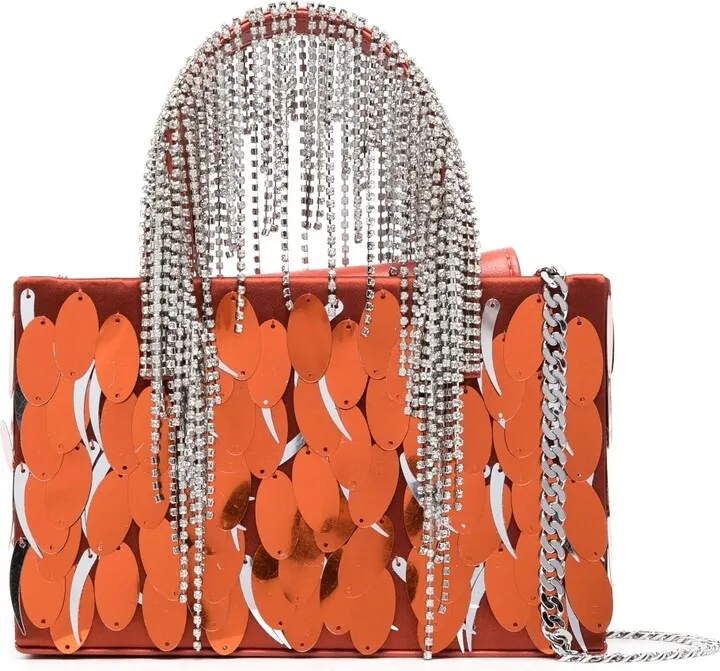 Crystal-Embellished Sequined Mini Bag