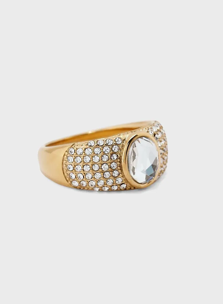 Pave & Oval Bold Ring