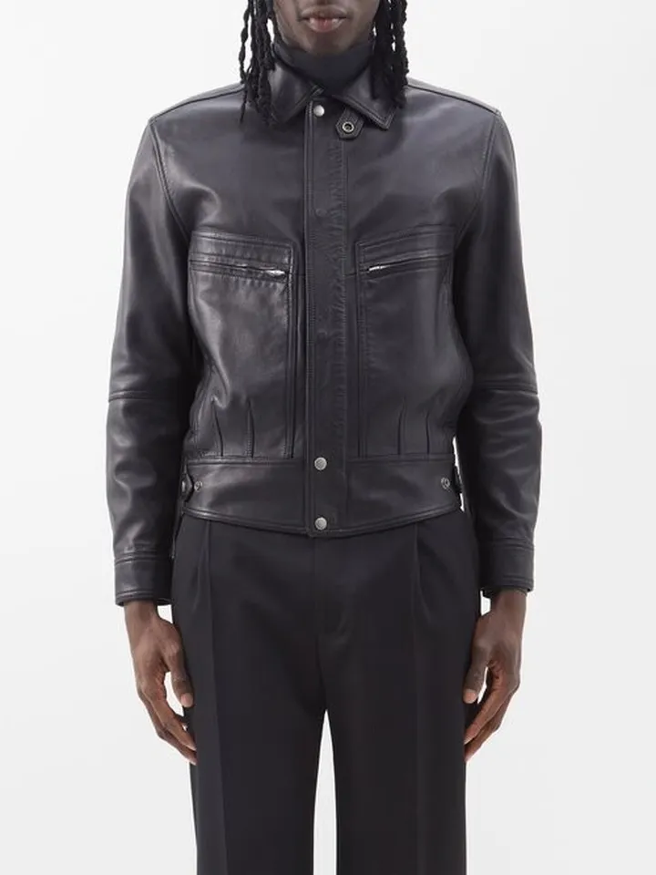Zip-pocket Leather Jacket