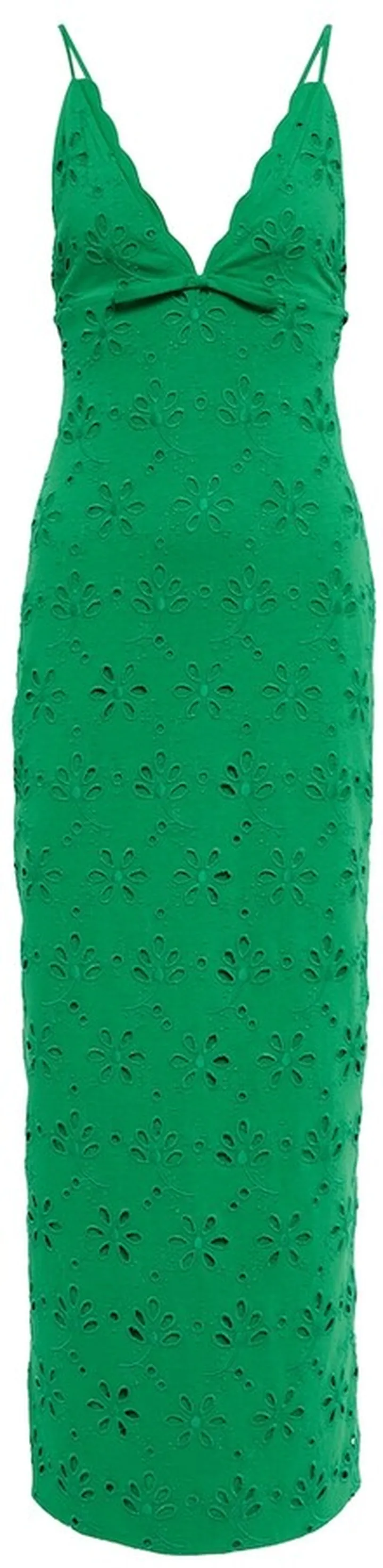 Embroidered cotton jersey midi dress