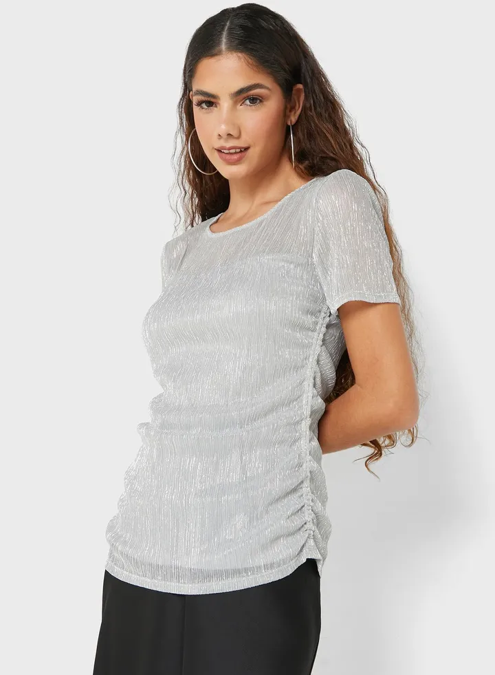 Mesh Detail Printed Top