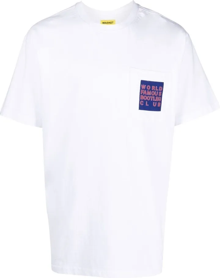 slogan-patch cotton T-shirt