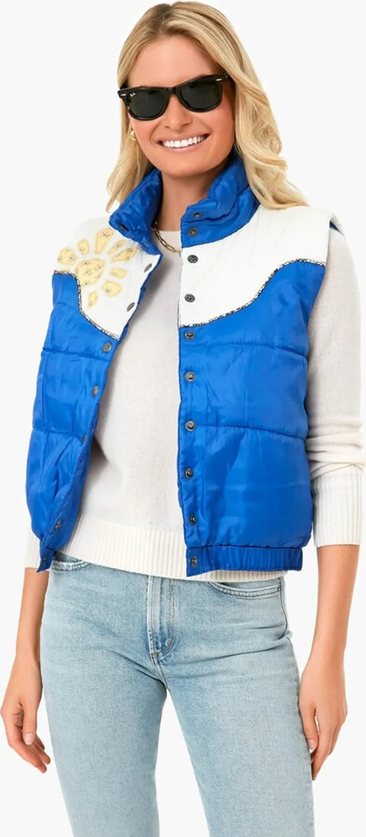 Blue Pascala Print Puffer Vest