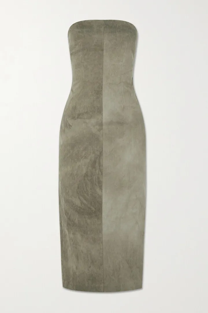 Cortana - + Net Sustain Freja Strapless Paneled Woven Midi Dress - Green