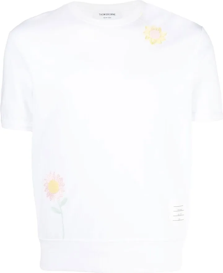 White Floral Embroidered T-Shirt
