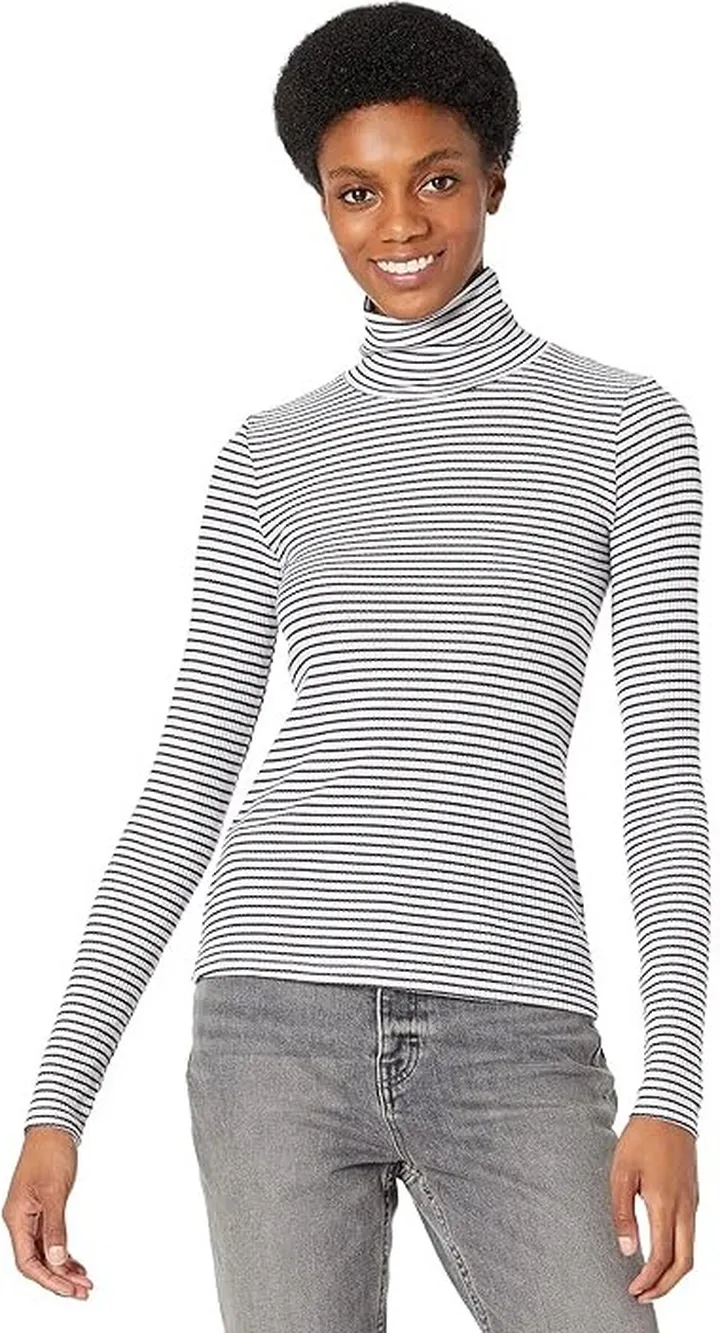 Faherty Legend Rib Roscoe Turtleneck (Abyss Stripe) Women's Clothing