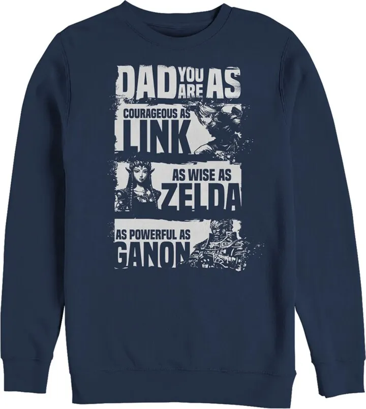 Men's Nintendo Zelda Dad You are Courageous Wise Powerful Sweatshirt - Navy Blue - Small