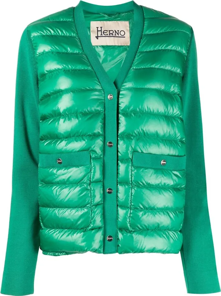quilted V-neck cardigan
