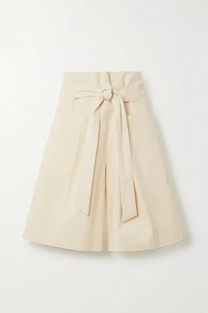 TOTEME - Belted Cotton-twill Shorts - Ecru