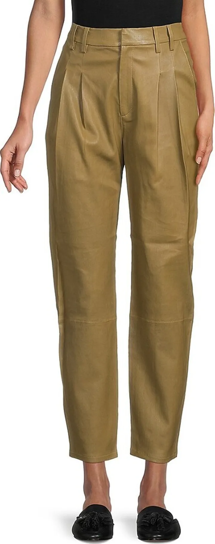 Pleated Leather Pants