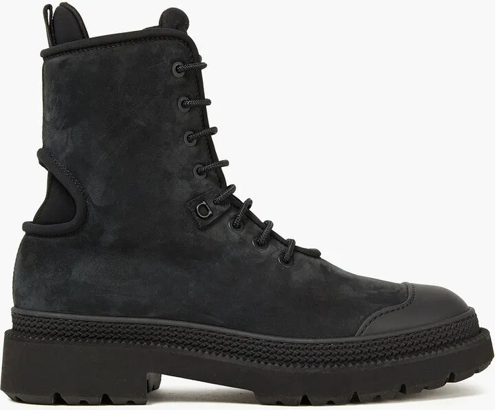Neoprene-trimmed nubuck combat boots