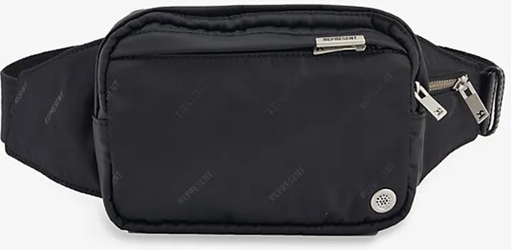 Black Brand-print Woven Cross-body bag
