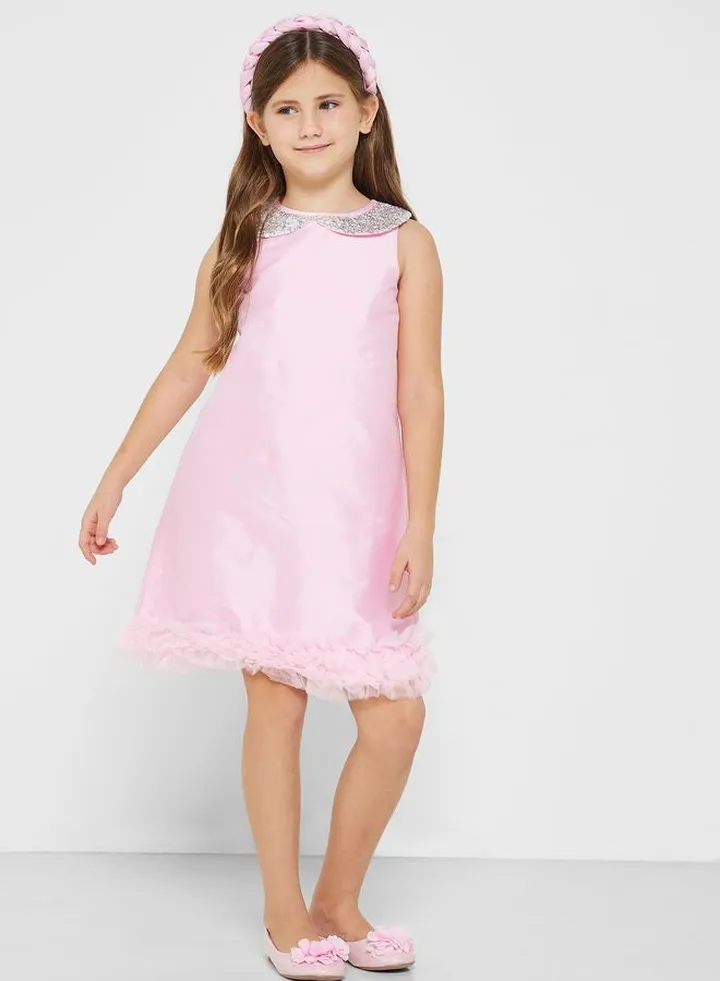 Sequin Collared Partywear Dress