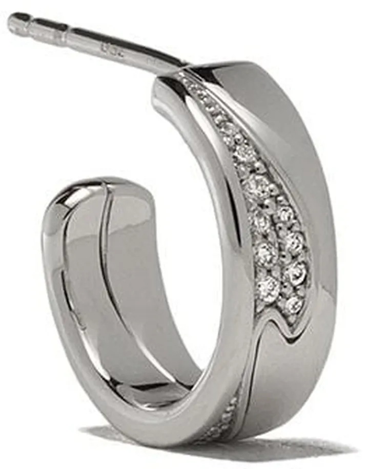 18kt white gold small Fusion diamond hoop earrings