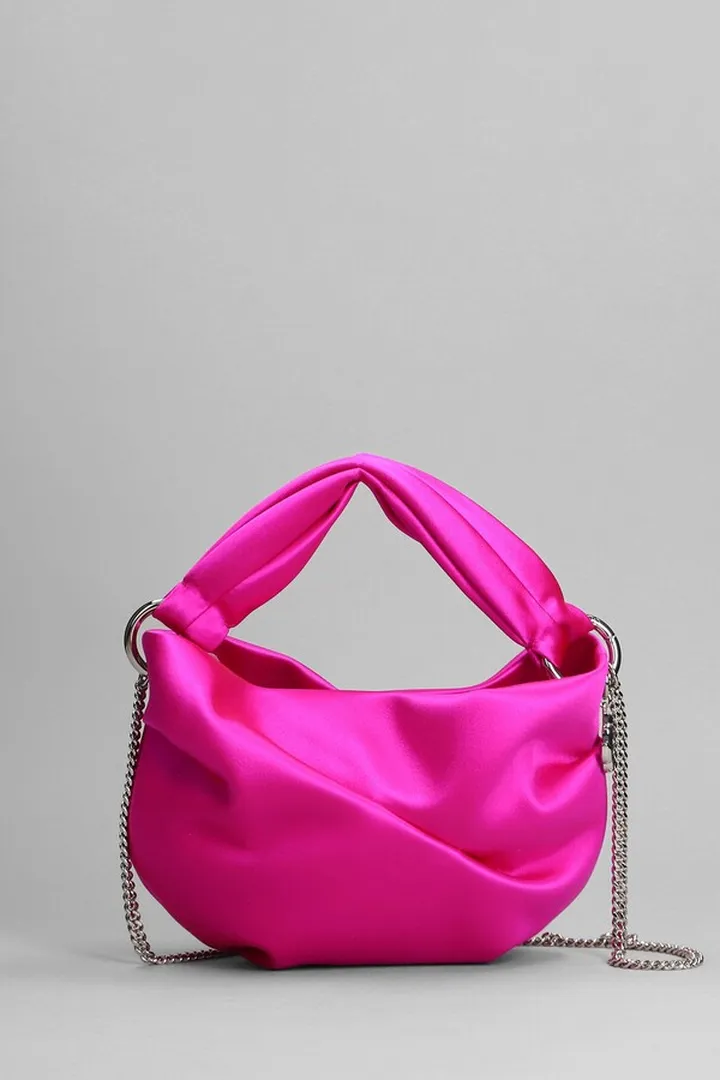 Bonny Sat Hand Bag In Fuxia Satin