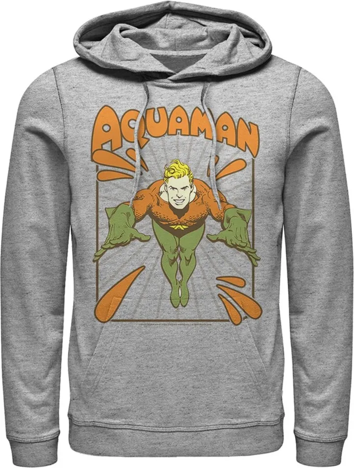 Men's Justice League Aquaman Vintage Pull Over Hoodie - Athletic Heather - Small