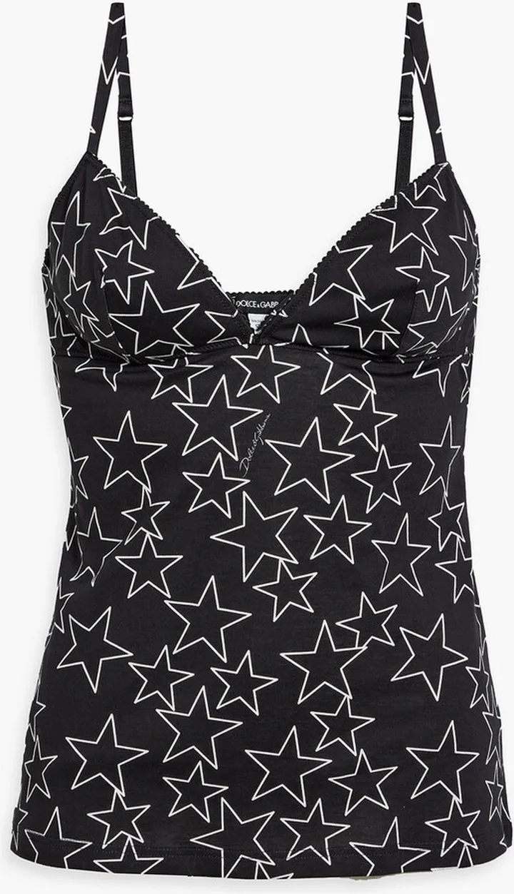 Printed cotton-jersey camisole
