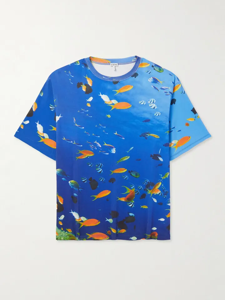 Logo-Embroidered Printed Cotton-Jersey T-Shirt