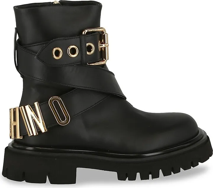 Belted Leather Combat Boots