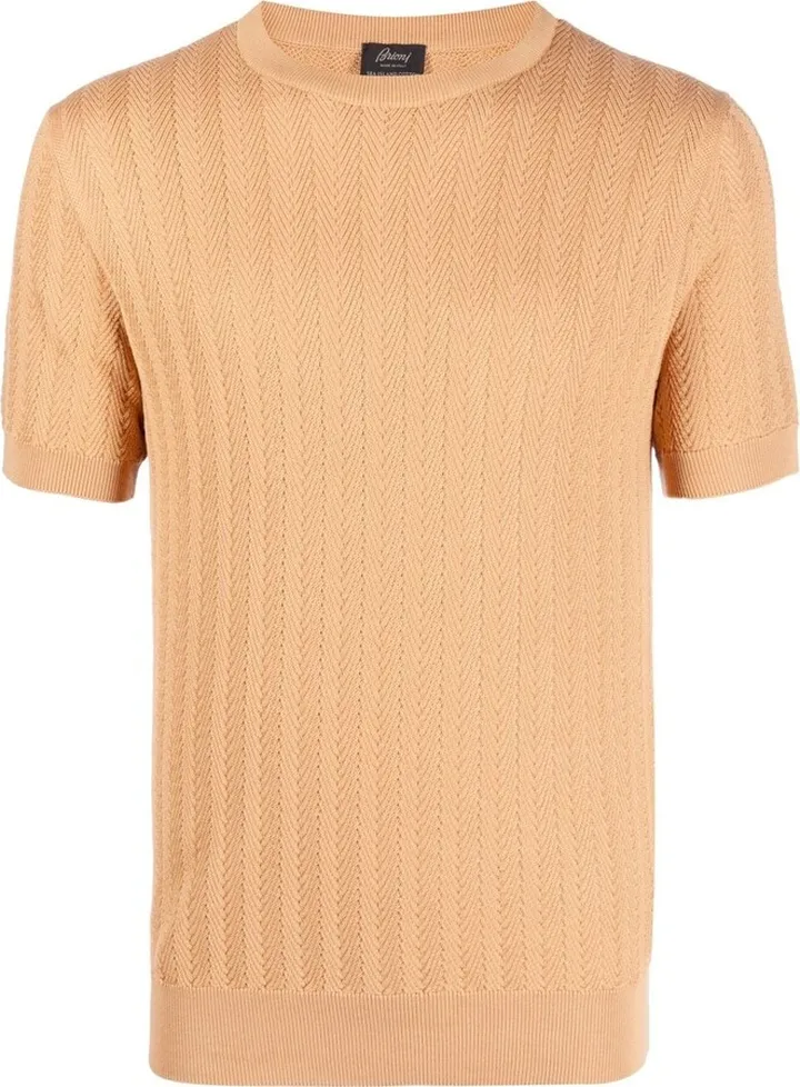 cable-knit cotton T-shirt