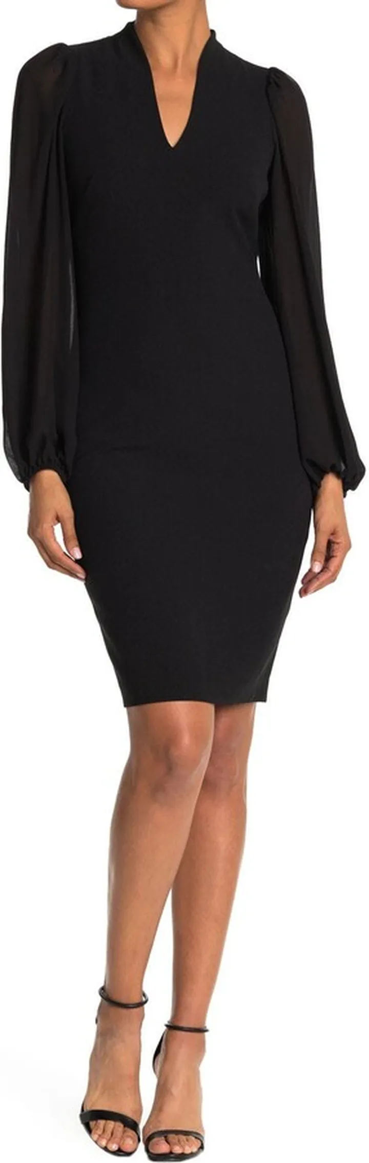 Chiffon Long Sleeve Crepe Dress