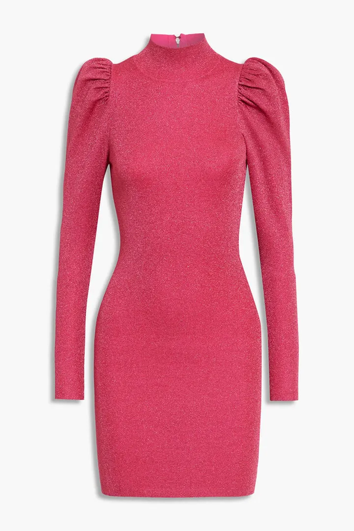 Issa metallic wool-blend turtleneck mini dress