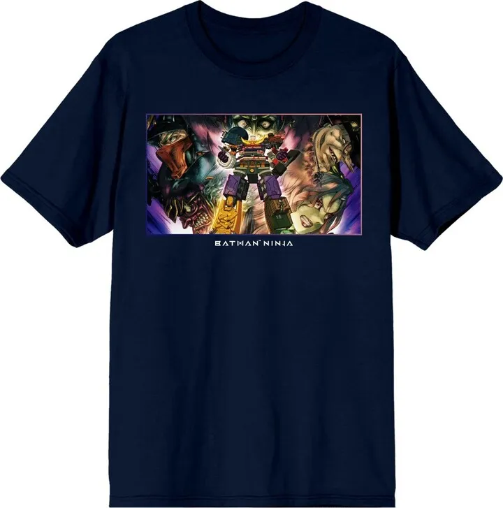 Batman Ninja Characters Men’s Navy Blue Graphic Tee-Small