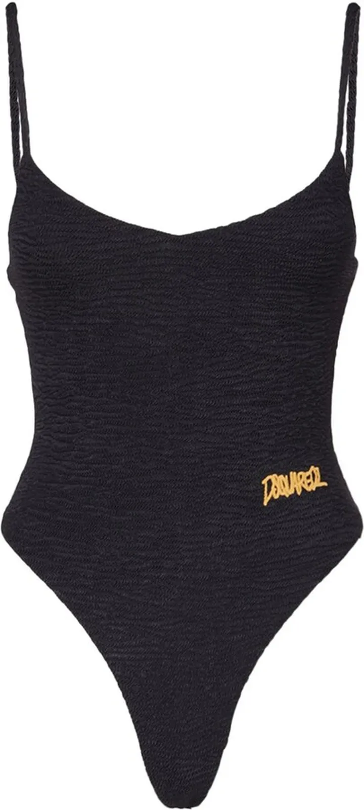 Wrinkled bikini logo onepiece swimsuit