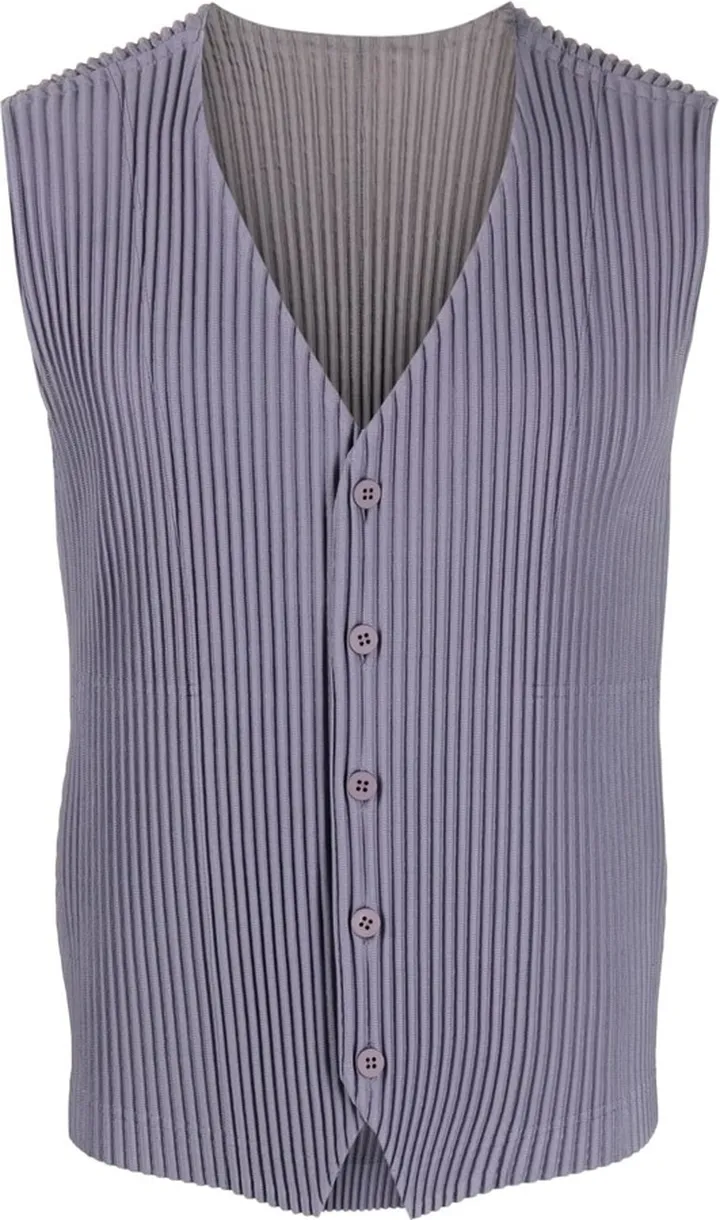 ISSEY MIYAKE- V-neck Pleated Vest