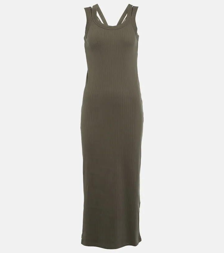 Cotton ribbed-knit midi dress