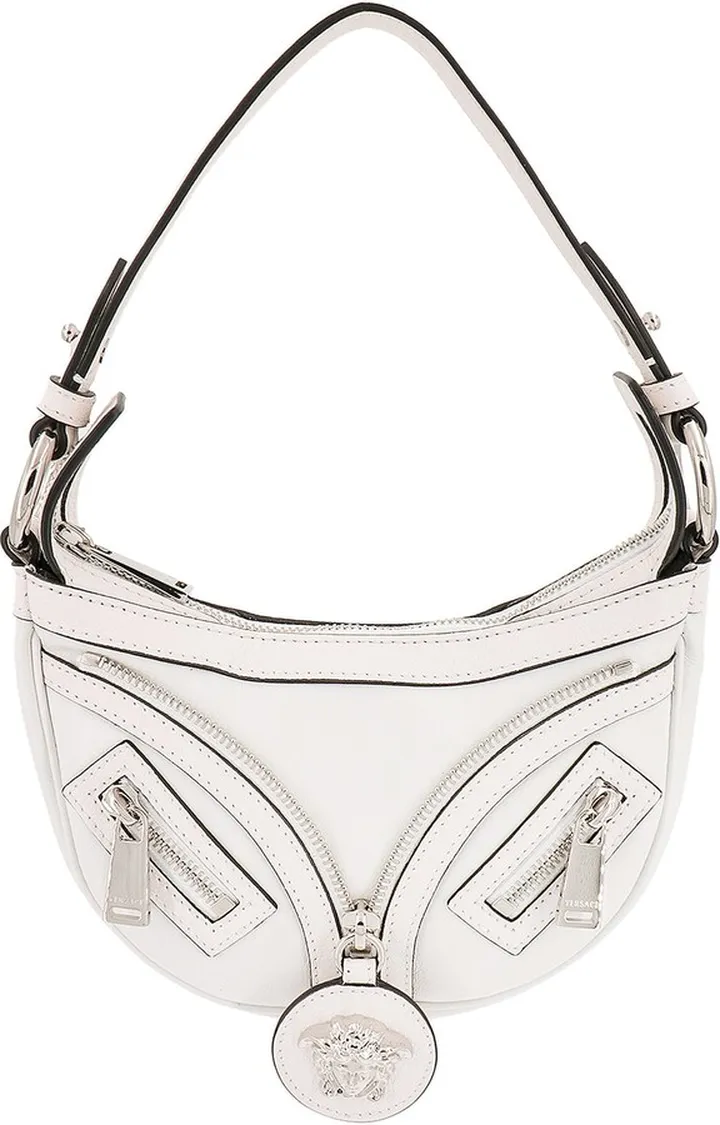 Leather handbag with metal Medusa detail