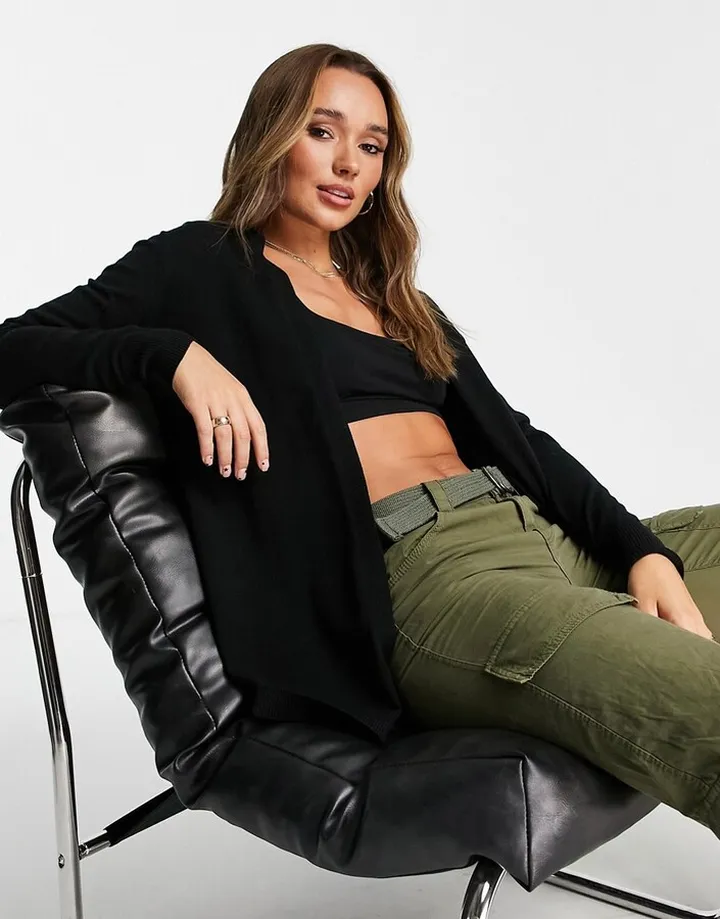 ASOS DESIGN fine knit cardigan in black