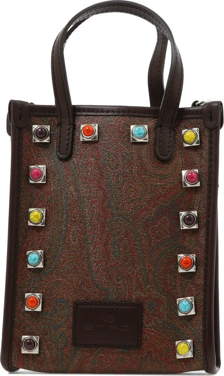 Paisley Printed Stud-detailed Tote Bag