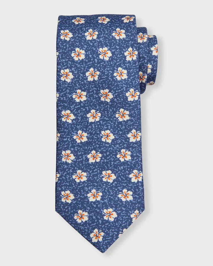 Men's Floral-Print Silk Tie
