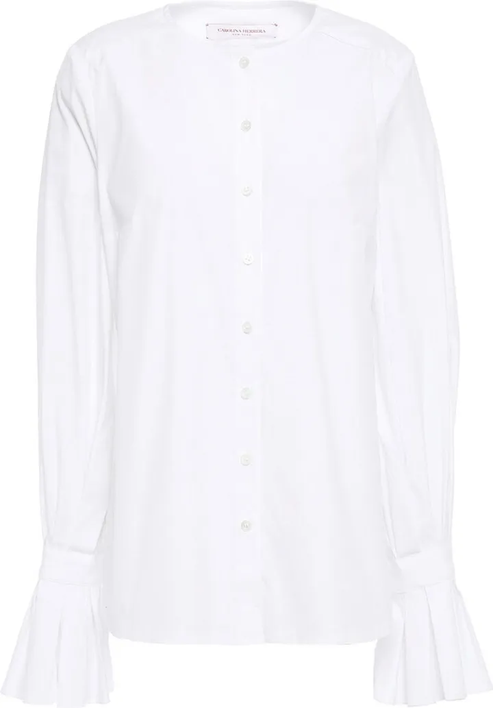 Fluted cotton-blend poplin shirt