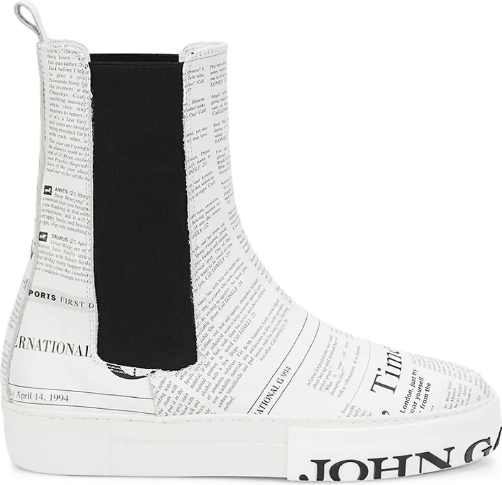 Gazette Print Leather Chelsea Boots