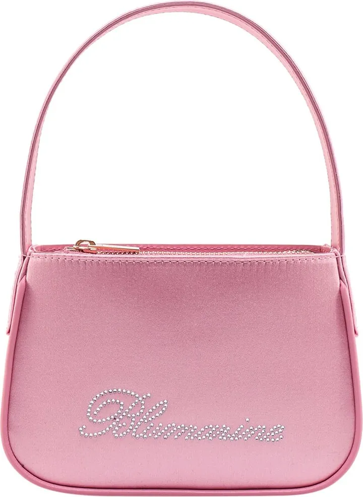 Satin handbag with frontal logo