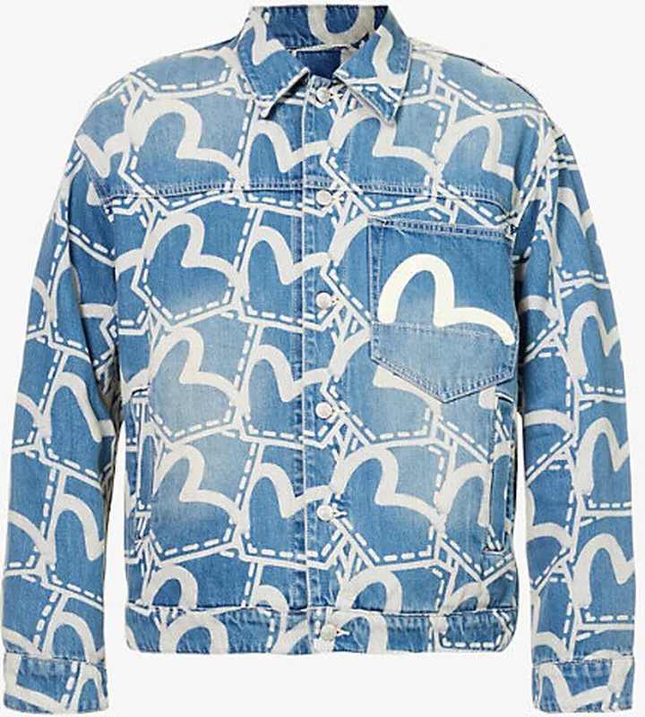 ens Indigo(wash) All-over Print Spread-collar Denim Jacket