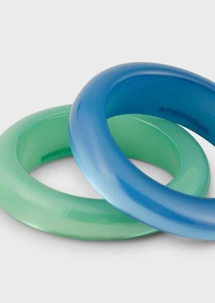 Set of 2 two-tone plexiglass bracelets