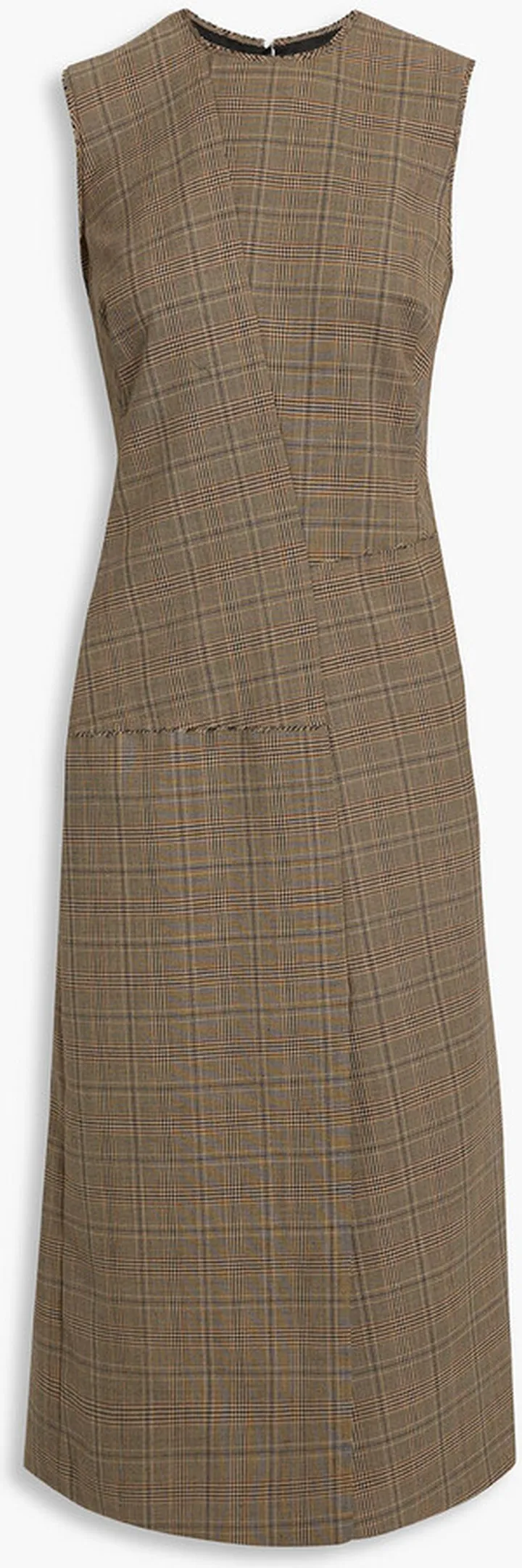 Frayed checked woven midi dress