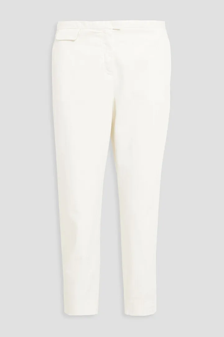 Cropped cotton-blend twill slim-leg pants